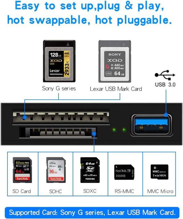 Alt view image 4 of 7 - XQD/SD Card Reader Type C, Opluz Dual Slot USB 3.0 Flash Memory Card Reader with High Speed up to 5Gbp/s for SD(HC/XC), Sony G Series, Lexar USB Mark Card, Compatible with Windows/Mac OS System