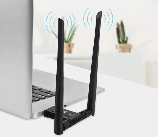 Alt view image 6 of 7 - 1200Mbps WiFi Adapter, Dual Band USB Wifi Dongle (5.8G/867Mbps+2.4G/300Mbps) Network Adapter with USB 3.0 Cradle and Extension Cable for PC Desktop Laptop Support Windows 10/8/7 Mac OS