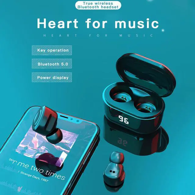 Alt view image 3 of 7 - Mini TWS Earbuds, True Wireless Earphones, BT5.0 Headphones IPX5 Waterproof Sports Headsets 3D Surround HiFi Music Earphones with Mic, 300mAh Charging Case