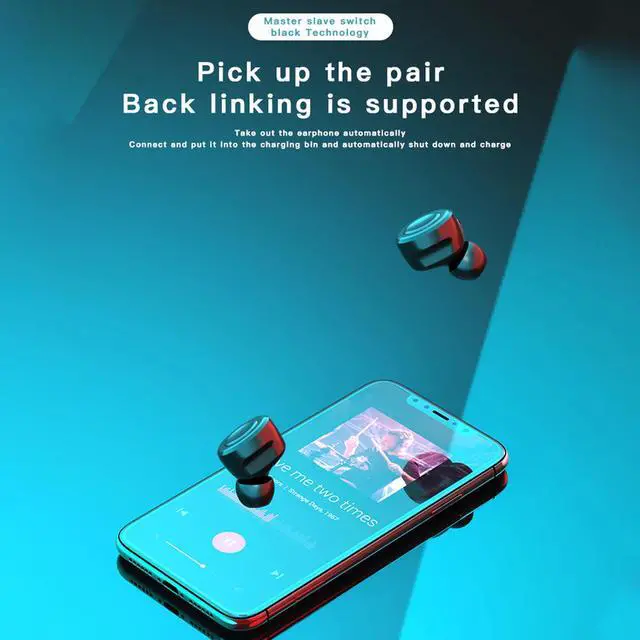 Alt view image 5 of 7 - Mini TWS Earbuds, True Wireless Earphones, BT5.0 Headphones IPX5 Waterproof Sports Headsets 3D Surround HiFi Music Earphones with Mic, 300mAh Charging Case