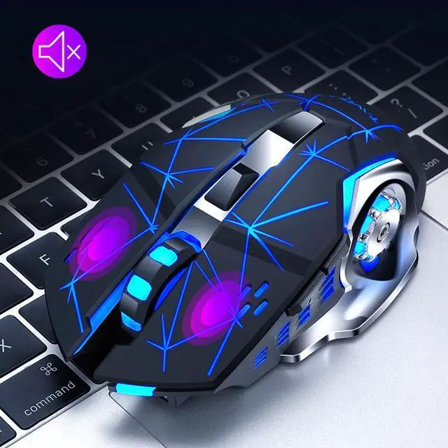 Alt view image 5 of 5 - Wireless Silent Gaming Mouse 2.4Ghz 2400 DPI Rechargeable Adjustable 7 Color Backlight Breathing Gamer Mouse Game Mice for PC Laptop