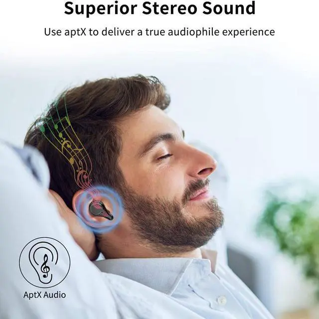 Alt view image 6 of 7 - Wireless Earbuds,GPED Bluetooth Headphones Bluetooth 5.0 in-Ear Headphones with 30H Playtime HiFi 3D Stereo Sound Built-in Mic Earphones CVC8.0 Apt-X with Charging Case for Sports