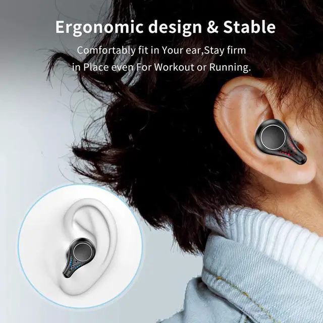 Alt view image 7 of 7 - Wireless Earbuds,GPED Bluetooth Headphones Bluetooth 5.0 in-Ear Headphones with 30H Playtime HiFi 3D Stereo Sound Built-in Mic Earphones CVC8.0 Apt-X with Charging Case for Sports