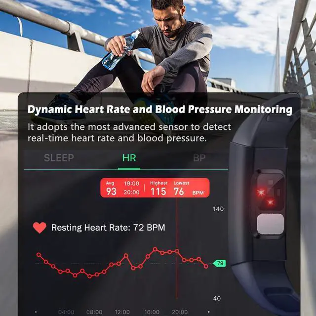 Alt view image 5 of 7 - Fitness Tracker Blood Oxygen SpO2 Heart Rate Monitor Blood Pressure Fitness Activity Tracker with Low O2 Reminder, IP68 Waterproof Smart Watch with HRV Sleep Health Monitor Smartwatch for Android iOS