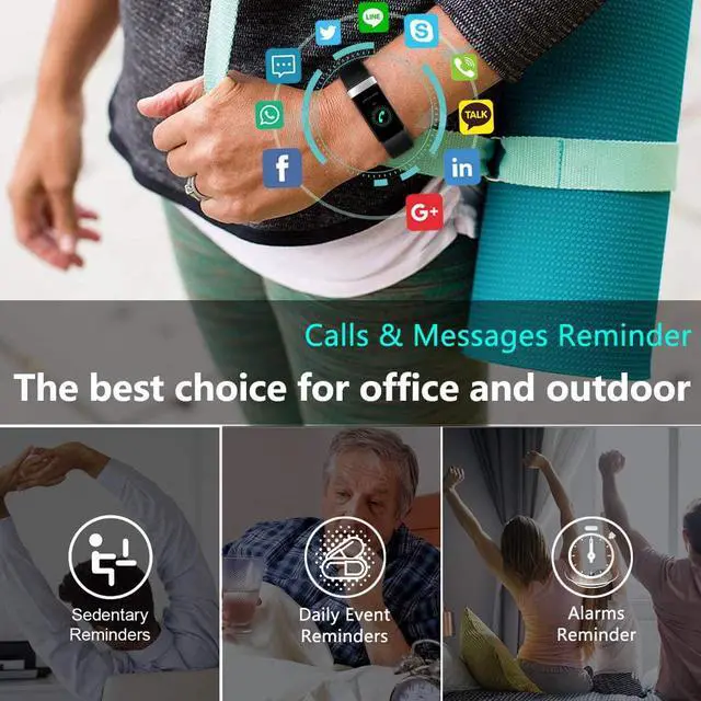 Alt view image 6 of 7 - Fitness Tracker Blood Oxygen SpO2 Heart Rate Monitor Blood Pressure Fitness Activity Tracker with Low O2 Reminder, IP68 Waterproof Smart Watch with HRV Sleep Health Monitor Smartwatch for Android iOS