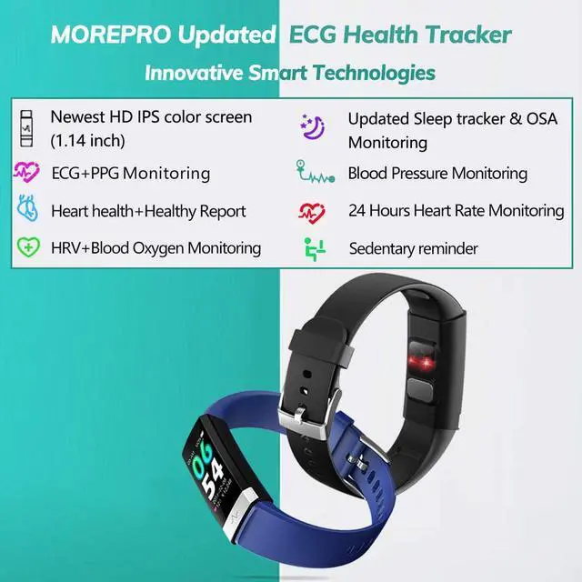Alt view image 2 of 7 - Fitness Tracker Blood Oxygen SpO2 Heart Rate Monitor Blood Pressure Fitness Activity Tracker with Low O2 Reminder, IP68 Waterproof Smart Watch with HRV Sleep Health Monitor Smartwatch for Android iOS