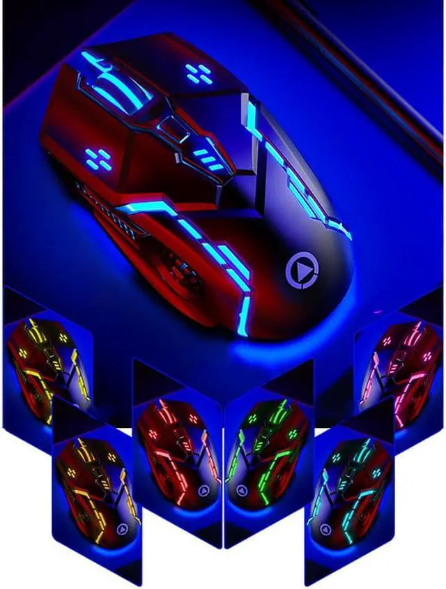 Alt view image 4 of 7 - Wired USB Mouse Silent 6 Keys Mouse Gaming Mice 3200DPI Optical Gamer Mouse 7colors LED Backlit and Ergonomics Design For Computer Laptop Gaming Mice Office Mouse