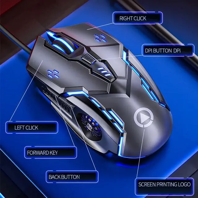 Alt view image 3 of 7 - Wired USB Mouse Silent 6 Keys Mouse Gaming Mice 3200DPI Optical Gamer Mouse 7colors LED Backlit and Ergonomics Design For Computer Laptop Gaming Mice Office Mouse