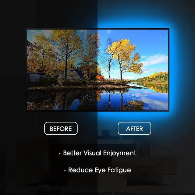 Alt view image 3 of 7 - TV Backlight Kit Bias Lighting for TV, 3M / 9.8FT LED Strip Lights USB Powered LED Light Strip RF Remote for TV, Desktop PC - Reduce Eye Strain Increase Image Clarity