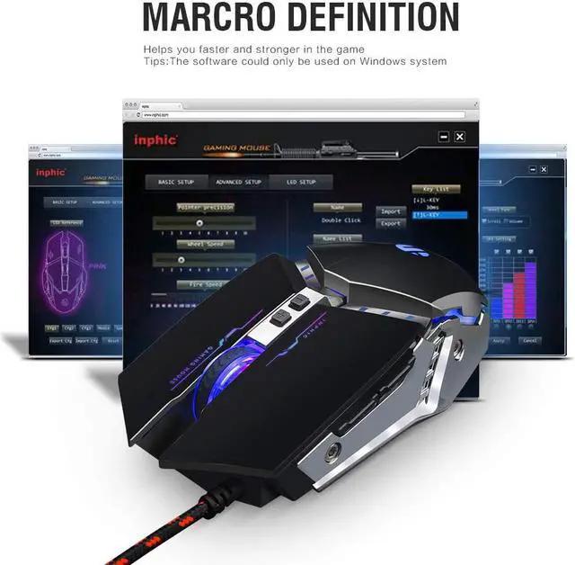 Alt view image 4 of 7 - Gaming Mouse,  Professional Gaming Mouse with 7 Macro Programmable Buttons, 4800DPI Adjustable, Silent Click, RGB Backlit, USB Wired Optical Ergonomic Mouse for PC Laptop Computer