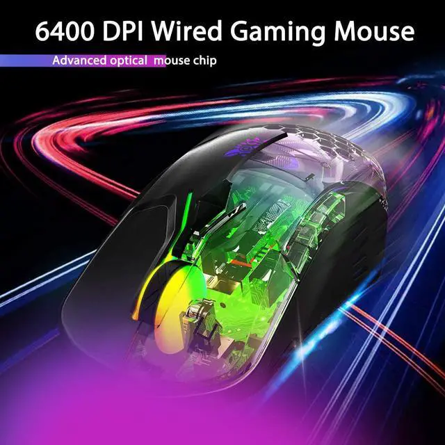 Alt view image 6 of 7 - Wired Gaming Mouse -  Professional Gaming Mouse with RGB Backlit LED Lighting, 6400 DPI Optical Sensor, Ergonomic Gaming Mice for Window PC Laptop Gaming, Black