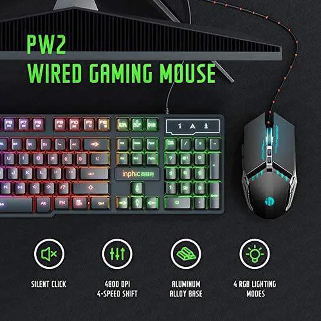 Alt view image 3 of 7 - Gaming Mouse,  Professional Gaming Mouse with 7 Macro Programmable Buttons, 4800DPI Adjustable, Silent Click, RGB Backlit, USB Wired Optical Ergonomic Mouse for PC Laptop Computer