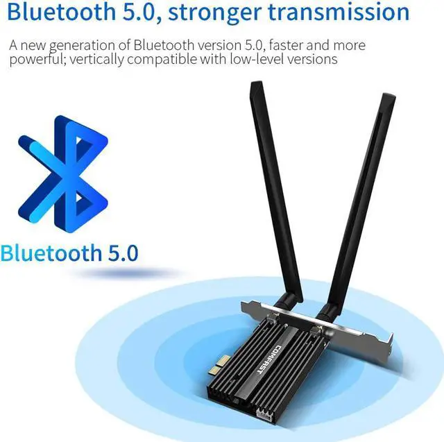 Alt view image 4 of 7 - WiFi 6 PCIE Card 2974Mbps AX200 Wireless Adapter WiFi Card with Bluetooth 5.0, 802.11ax, MU-MIMO, Dual-Band(5GHZ 2400Mbps+2.4GHZ 574Mbps) for PC, Support Windows 10 64bit, Chrome OS and Linux