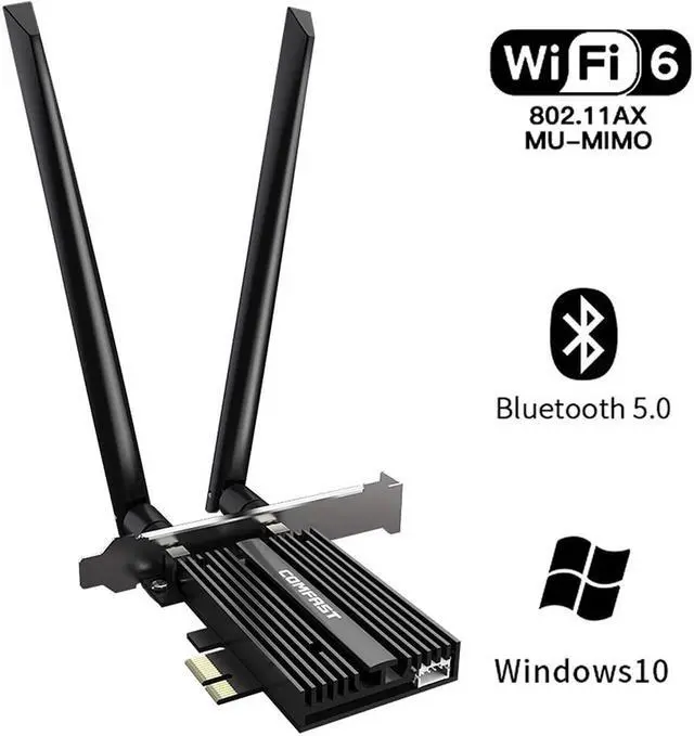 Main image of WiFi 6 PCIE Card 2974Mbps AX200 Wireless Adapter WiFi Card with Bluetooth 5.0, 802.11ax, MU-MIMO, Dual-Band(5GHZ 2400Mbps+2.4GHZ 574Mbps) for PC, Support Windows 10 64bit, Chrome OS and Linux