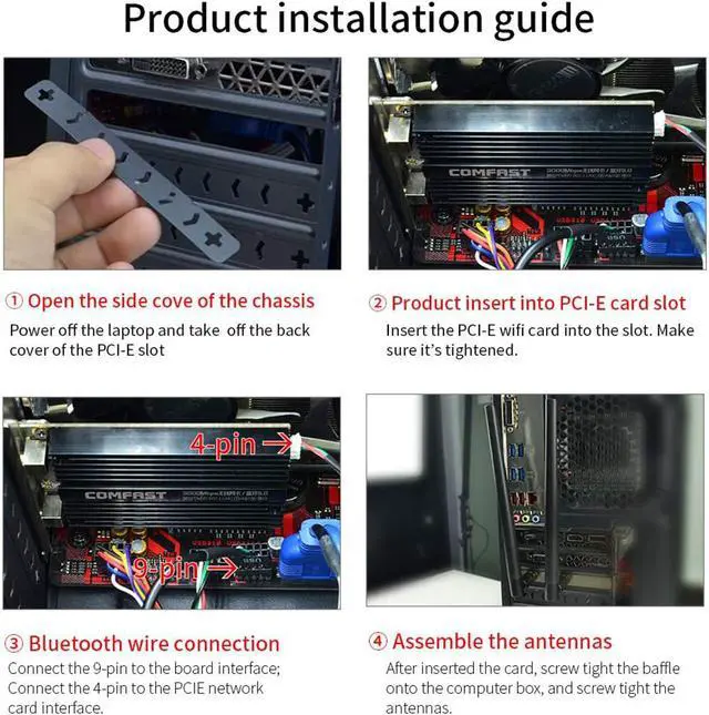 Alt view image 6 of 7 - WiFi 6 PCIE Card 2974Mbps AX200 Wireless Adapter WiFi Card with Bluetooth 5.0, 802.11ax, MU-MIMO, Dual-Band(5GHZ 2400Mbps+2.4GHZ 574Mbps) for PC, Support Windows 10 64bit, Chrome OS and Linux