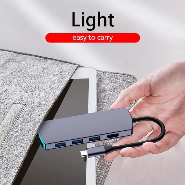 Alt view image 5 of 7 - 8-in-1 USB HUB Type C Docking Station USB 3.0 HDMI SD Slot TF Slot 3.5mm Jack Type C PD For Surface Go/Mac Pro