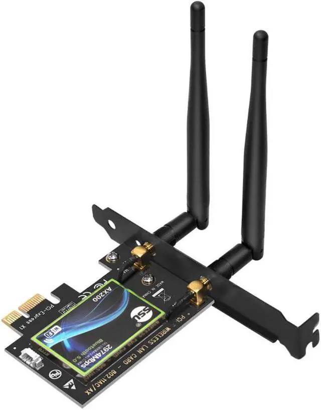 Alt view image 3 of 7 - WiFi 6 AX200 PCIE WiFi Card 2974Mbps with Bluetooth 5.0, 802.11AX Dual Band 5GHz/2.4GHz Wireless PCIe Adapter for PC Desktop,Support Windows 10 64bit