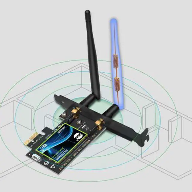 Alt view image 7 of 7 - WiFi 6 AX200 PCIE WiFi Card 2974Mbps with Bluetooth 5.0, 802.11AX Dual Band 5GHz/2.4GHz Wireless PCIe Adapter for PC Desktop,Support Windows 10 64bit