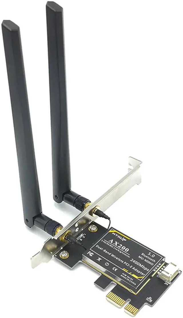 Alt view image 6 of 7 - WiFi 6 Card & Bluetooth 5.0 Wireless Adapter for Windows 10 64-bit - PCIE AC 3000Mbps Bluetooth Wireless Network Card - AX200 2.4Ghz/5.8Ghz Heat Sink PCI Express Wi-Fi Adapters