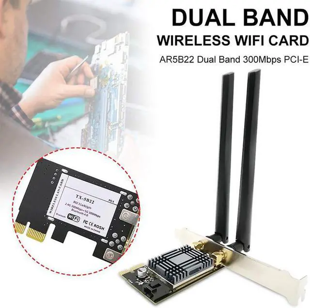 Alt view image 7 of 7 - AR5B22 2.4G/5G Dual Band PCIE Wireless Adapter AC300Mbps Wi-Fi Network Card Bluetooth 4.0 for Desktop PC Wireless wifi Adapter