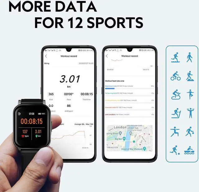 Alt view image 6 of 7 - SmartWatch(1.4", 260mAh, Bluetooth 5.0, IP68)-Fitness Tracker with Haylou App(Heart Rate, Pedometer, Calorie, Sleep, Multi-sports Tracking, Smart Notifications), iOS & Android Compatible