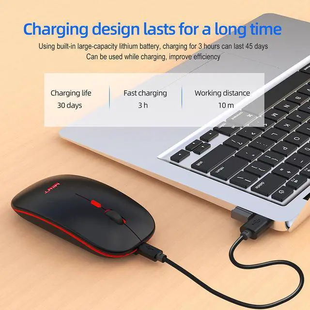 Alt view image 4 of 7 - Rechargeable Silent Wireless Mouse Ergonomic Gaming Mouse Bluetooth + 2.4g Dual Mode Wireless Mouse Computer Mouse Gamer Mice With Backlight For PC Laptop