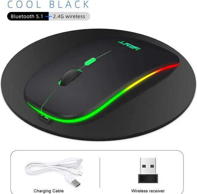 Alt view image 7 of 7 - Rechargeable Silent Wireless Mouse Ergonomic Gaming Mouse Bluetooth + 2.4g Dual Mode Wireless Mouse Computer Mouse Gamer Mice With Backlight For PC Laptop