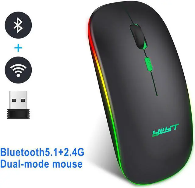 Main image of Rechargeable Silent Wireless Mouse Ergonomic Gaming Mouse Bluetooth + 2.4g Dual Mode Wireless Mouse Computer Mouse Gamer Mice With Backlight For PC Laptop