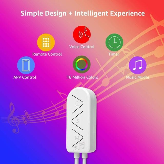 Alt view image 6 of 7 - Smart LED Strip Lights Works with Alexa Google Home, 32.8ft Music Sync RGB Color Changing, SMD 5050 LED Tape Light, 16 Million Colors LED Lights for Bedroom, Home, Kitchen, TV, Party and Festival