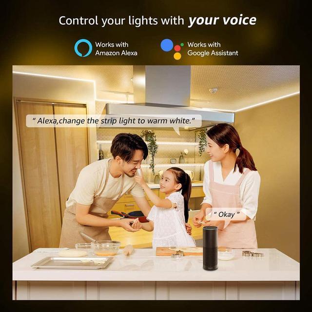 Alt view image 4 of 7 - Smart LED Strip Lights Works with Alexa Google Home, 32.8ft Music Sync RGB Color Changing, SMD 5050 LED Tape Light, 16 Million Colors LED Lights for Bedroom, Home, Kitchen, TV, Party and Festival