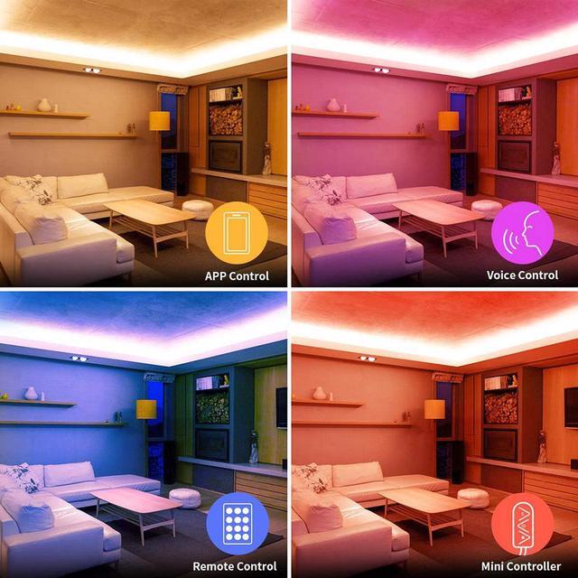Alt view image 7 of 7 - Smart LED Strip Lights Works with Alexa Google Home, 32.8ft Music Sync RGB Color Changing, SMD 5050 LED Tape Light, 16 Million Colors LED Lights for Bedroom, Home, Kitchen, TV, Party and Festival