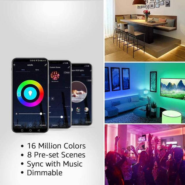Alt view image 2 of 7 - Smart LED Strip Lights Works with Alexa Google Home, 32.8ft Music Sync RGB Color Changing, SMD 5050 LED Tape Light, 16 Million Colors LED Lights for Bedroom, Home, Kitchen, TV, Party and Festival