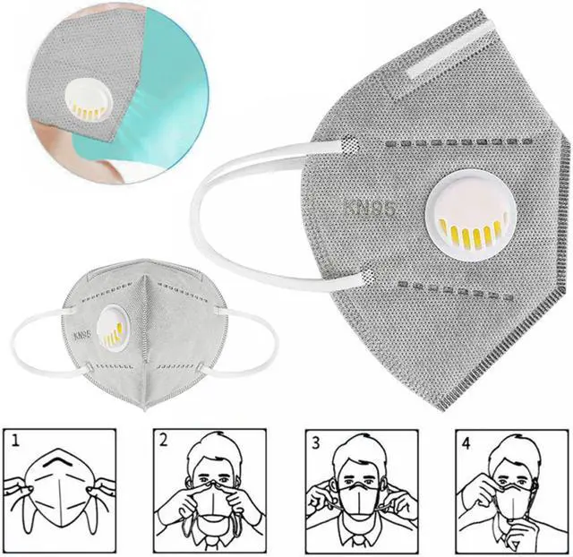Alt view image 3 of 7 - 10PCS KN95 Mask Gray with Air Valve Respirator FFP3 Face Mask with 5 Layers Protection FFP3 Masks Filtration Mouth Cover Anti Dust Pollution FFP2 Mask for Dust and Personal Health, for Home Office Use