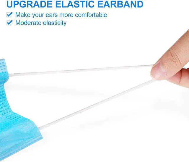 Alt view image 4 of 7 - 50 Pieces Disposable Face Masks, Breathable 3-ply Facial Mask for Women Men, Safety Masks Face Covers for Home, Office, Travel, Outdoor (Color: Blue, 50pcs)