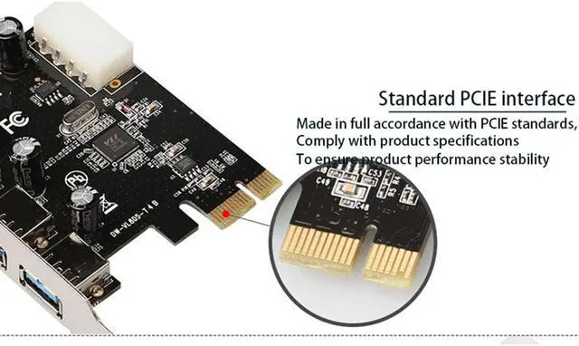 Alt view image 4 of 7 - VL805 Chipset PCIe X1 4-port USB3.0 Riser Card to 4-port USB3.0 4-pin Power Add-on Card 4-port USB 3.0 PCI-e Expansion Card