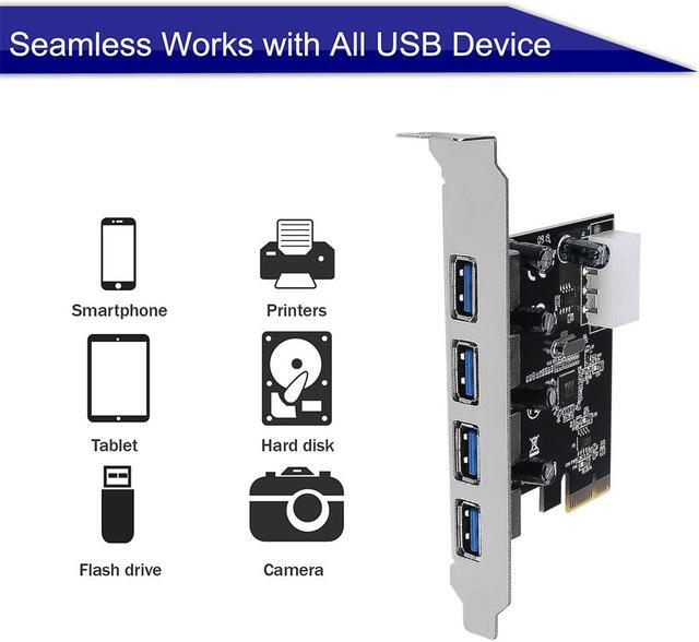 VL805 Chipset PCIe X1 4-port USB3.0 Riser Card to 4-port