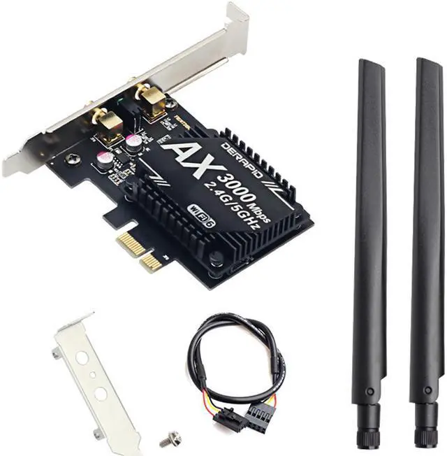 Alt view image 7 of 7 - 3000Mbps Wifi 6 Desktop PCIe Wireless Wifi Adapter Intel AX200 Bluetooth 5.1 Network Wifi Card 2.4G/5G 802.11ac/ax MU-MIMO PCI-E WiFi Adapter for Windows 10*64bit and Linux