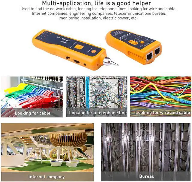 Alt view image 6 of 7 - Wire Tracker Tracer Toner Telephone Ethernet LAN Network Cable Tester Detector Line Finder For RJ11 RJ45 Cat5 Cat6
