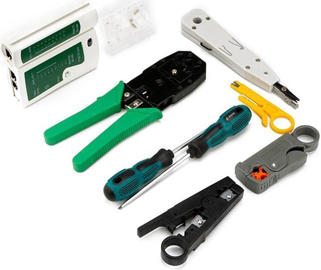 Alt view image 3 of 7 - RJ45 Crimping Tool Kit for RJ11/RJ12/CAT5/CAT6/Cat5e, Computer Maintenacnce LAN Cable Tester Network Repair Tool Set, Wire Stripping Cutter Coax Crimper Plug