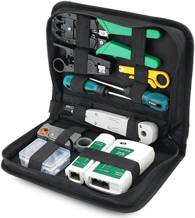 Alt view image 2 of 7 - RJ45 Crimping Tool Kit for RJ11/RJ12/CAT5/CAT6/Cat5e, Computer Maintenacnce LAN Cable Tester Network Repair Tool Set, Wire Stripping Cutter Coax Crimper Plug