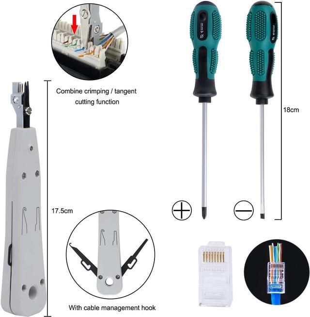 Alt view image 6 of 7 - RJ45 Crimping Tool Kit for RJ11/RJ12/CAT5/CAT6/Cat5e, Computer Maintenacnce LAN Cable Tester Network Repair Tool Set, Wire Stripping Cutter Coax Crimper Plug