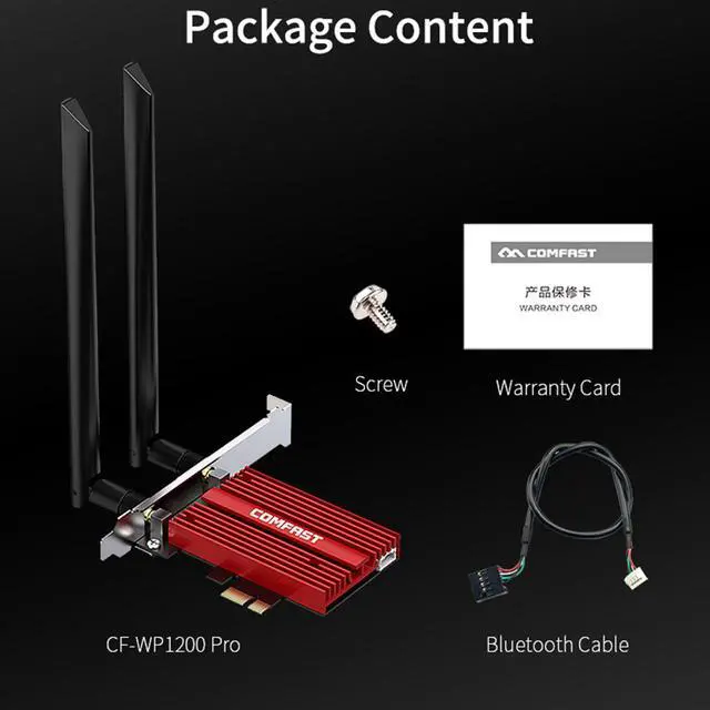 Alt view image 7 of 7 - Dual-band 2.4/5G WiFi PCI-E Card Bluetooth 4.2 WiFi Adapter 1200Mbps Wireless Adapter for Desktop 2*6dBi Antenna Network Card for Windows 7 / 8 / 8.1 / 10