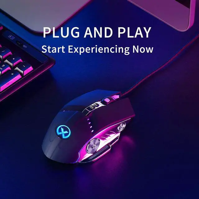 Alt view image 4 of 7 - Gaming Mouse Wired, Ergonomic Computer Mice with 7 Programmable Buttons, 4 Circular & Breathing LED Light, 4 Adjustable DPI Up to 3200 for PC Mac Laptop and Gamer