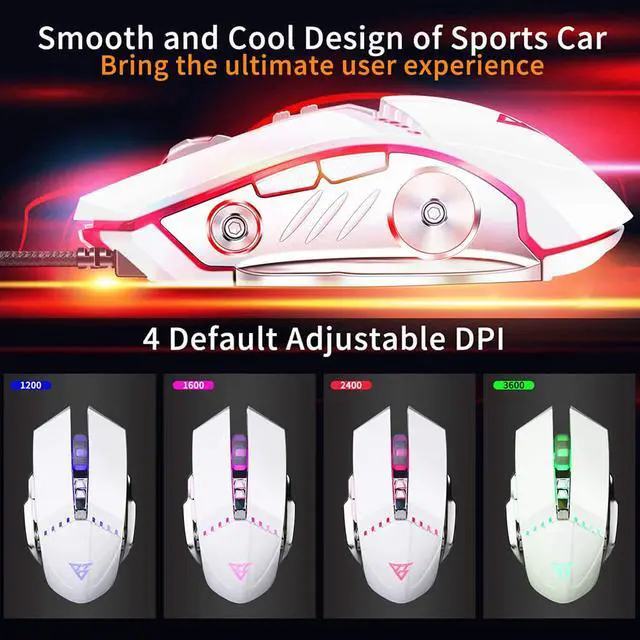 Alt view image 2 of 7 - Gaming Mouse Wired, Ergonomic Computer Mice with 7 Programmable Buttons, 4 Circular & Breathing LED Light, 4 Adjustable DPI Up to 3200 for PC Mac Laptop and Gamer