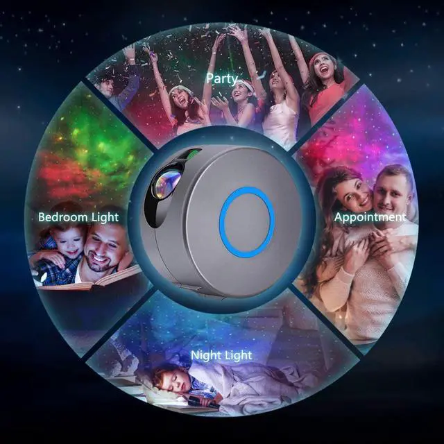Alt view image 6 of 7 - Star Projector, Galaxy Projector with Led Night Light Nebula Cloud, Star Light Projector with Remote Control for Kids Adults Bedroom/Party and Home Theatre