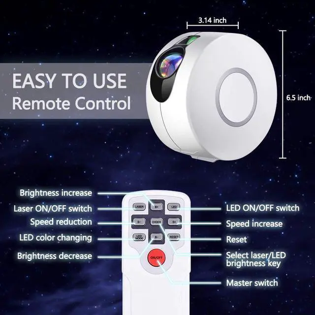 Alt view image 7 of 7 - Star Projector, Galaxy Projector with Led Night Light Nebula Cloud, Star Light Projector with Remote Control for Kids Adults Bedroom/Party and Home Theatre