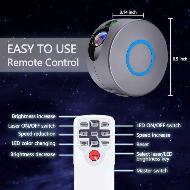 Alt view image 7 of 7 - Star Projector, Galaxy Projector with Led Night Light Nebula Cloud, Star Light Projector with Remote Control for Kids Adults Bedroom/Party and Home Theatre