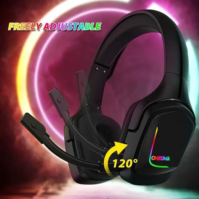 Alt view image 6 of 7 - Gaming Headset, Gaming Headphones with 7.1 Surround Sound Noise Isolation PC Headset with Mic & RGB LED Light, Soft Memory Earmuffs Compatible with PC/MAC Games