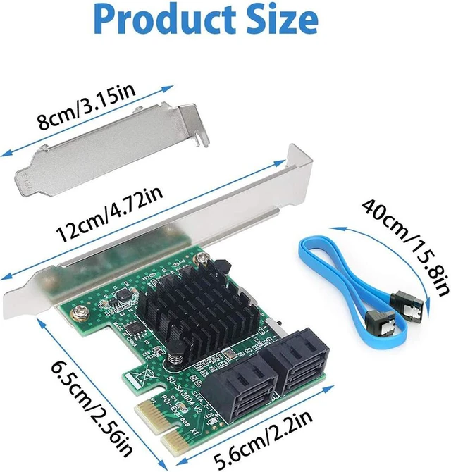 Alt view image 6 of 7 - SATA 3.0 Card with 4 SATA Cables,PCIe SATA Controller Expression Card with Low Profile Bracket,ASM1061+ASM1093 Chip, Boot as System Disk, Support 4 SATA 3.0 Devices