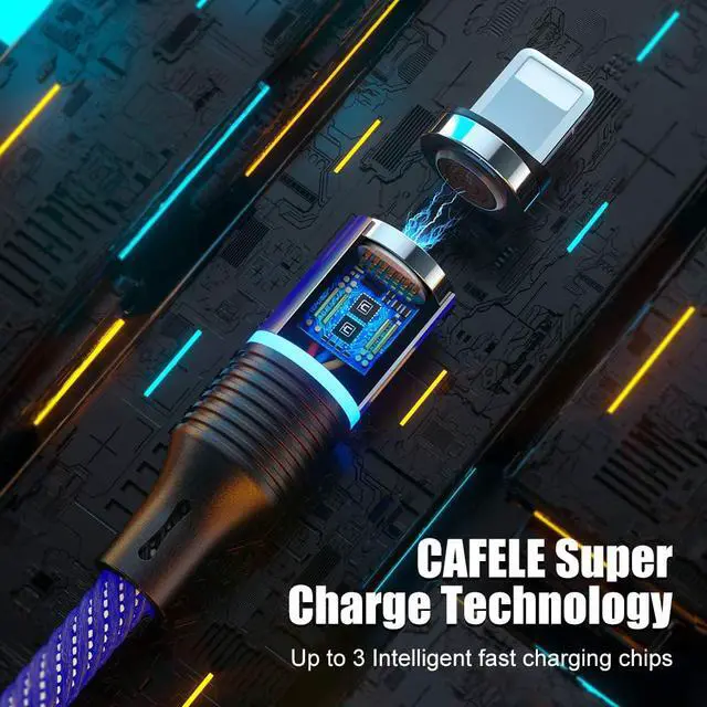 Alt view image 5 of 7 - Magnetic Charging Cable 6.6ft,  QC3.0 Fast Charging Nylon Braided Cord with LED Light, Support Data Trasfer 3 in 1 Universal Magnet Phone Charger Compatible with Micro USB Type C Devices